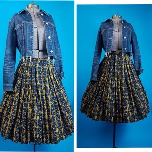 VTG Printed Numbers and Tassles Pleat Skirt